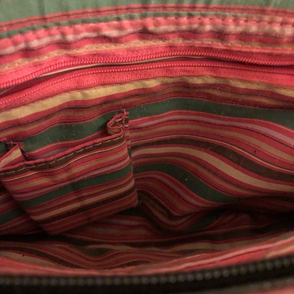 Kate Spade Y2K Vintage Shoulder Purse Mauve Pink Brown stripes, Black Handle - Picture 7 of 7